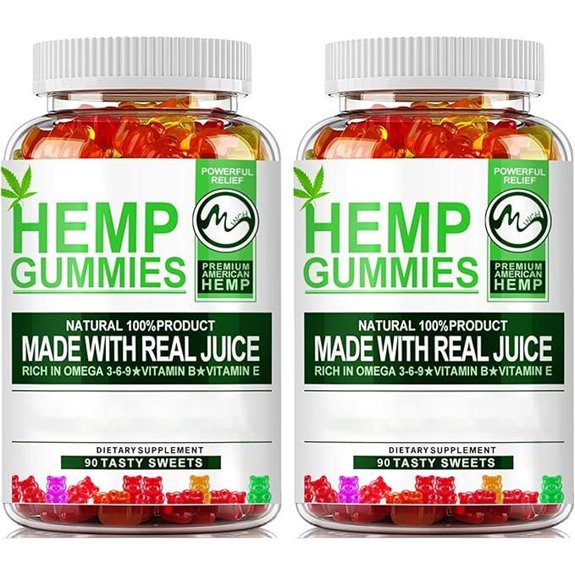 (2 Pack) Hemp Gummies - 90PCS Stress Relief Fruity Gummy Bear with Hemp Oil