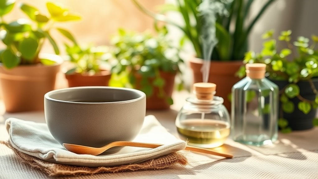 mindful breathing and herbal calm routine